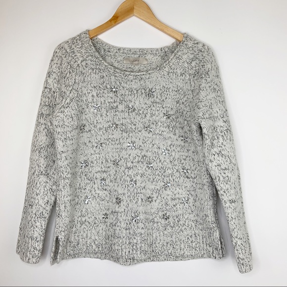 LOFT Beaded Snowflake Sweater Size XL - Picture 3 of 8